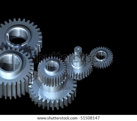 Complex mechanism of gear wheels and axles working together