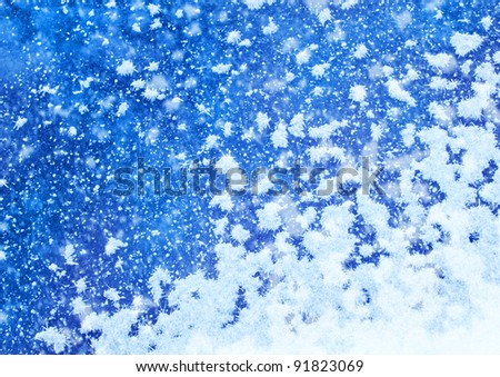 White Real Snowflakes Falling On Blue Background Stock Photo 91823069 