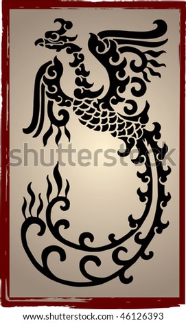 stock vector : Chinese Dragons Silhouette - Tattoo