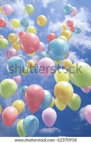 Colorful balloons flying in the air