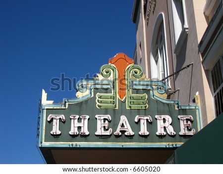 Movies Theater on Vintage Movie Theater Marquee Sign Stock Photo 6605020   Shutterstock