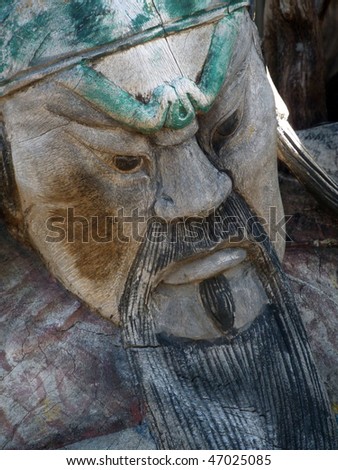 Ancient carving of Chinese Warrior