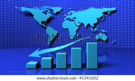 business graph, diagram, chart with earth  map