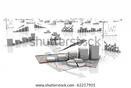 business finance charts, bar, graphics, diagram 3d