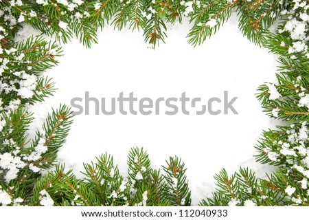 Christmas framework with snow isolated on white background Christmas framework with snow isolated on white background