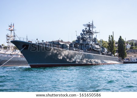 SEVASTOPOL, UKRAINE - JULY 29, 2013 - ASW Corvette Suzdalets at Ukrainian Fleet Day and Day of Russian Navy in Sevastopol on 29 of July, 2013