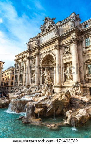Fountain Di Trevi - Most Famous Rome\'S Fountains In The World. Italy.