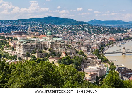 View of Buda side of Budapest with the Buda Castle, St. Matthias and Fishermen\'s Bastion