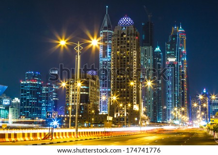Dubai, Uae - November 13: Modern Buildings In Dubai Marina, Dubai, Uae. In The City Of Artificial Channel Length Of 3 Kilometers Along The Persian Gulf, Taken On 13 November 2013 In Dubai.