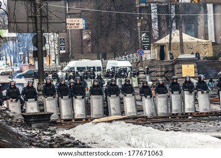 KIEV, UKRAINE - 18 FEBRUARY: Protest against 