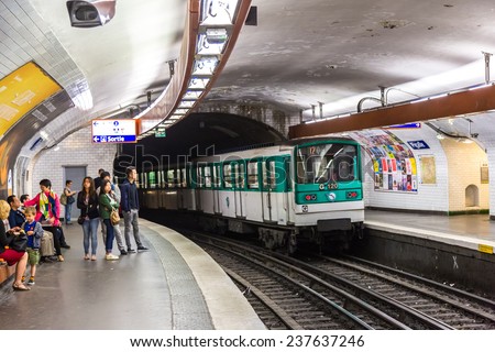 PARIS, FRANCE - JULY 14 2014: Paris Metro is the one of the largest underground system in the world in Paris, July 14, 2014