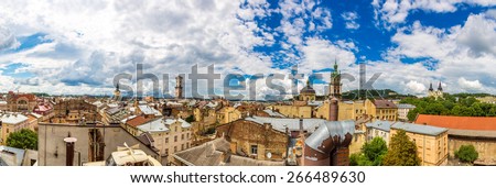 Lviv bird\'s-eye view of from of the city centre in Ukraine