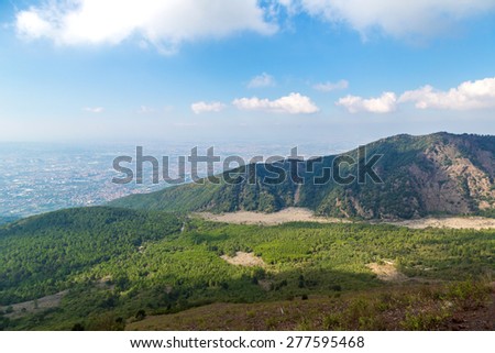 Mountain landscape next to Vesuvius volcano near Naples in a summer day, Italy