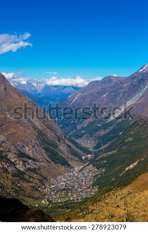 Alps mountain landscape next to Zermatt  in a beautiful day in Switzerland