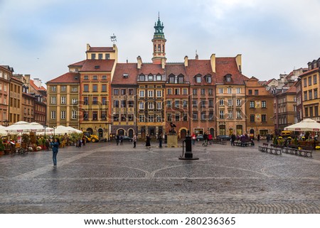 WARSAW, POLAND - JUNE 29: Old town square in Warsaw in a summer day, Poland on June 29, 2014