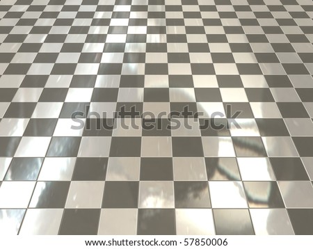 Black and white shiny metal checkered background