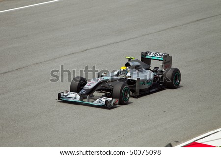 SEPANG, MALAYSIA - APRIL 2: German Nico Rosberg of Team Mercedes GP accelerates at the back straight at the Petronas Formula 1 Grand Prix April 2, 2010 in Sepang, Malaysia