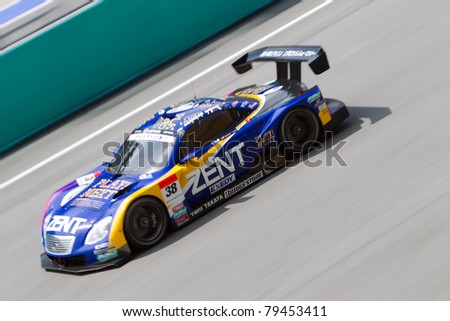 SEPANG, MALAYSIA - JUNE 18: Lexus team Zent goes down the high speed main straight during qualifying at Super GT International series June 18, 2011 in Sepang, Malaysia