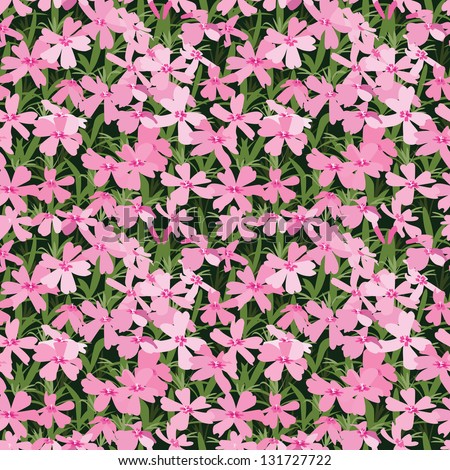 Seamless pattern of pink small flowers. Flower glade. Vector illustration.