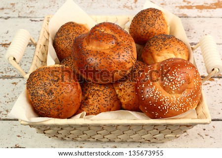 Bread Roll with Sesame Seed and Poppy Seed. Hard Roll. Kaiser Roll.