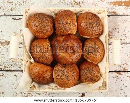 Bread Roll with Poppy Seed. Hard Roll. Kaiser Roll.