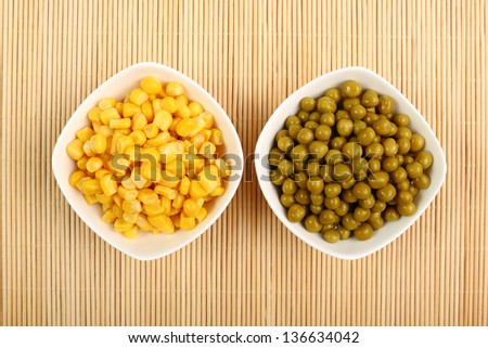 Canned Corn and Canned Green Peas