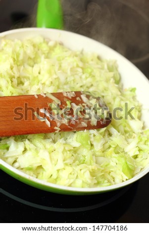 Fried Cabbage. Making. Frying.