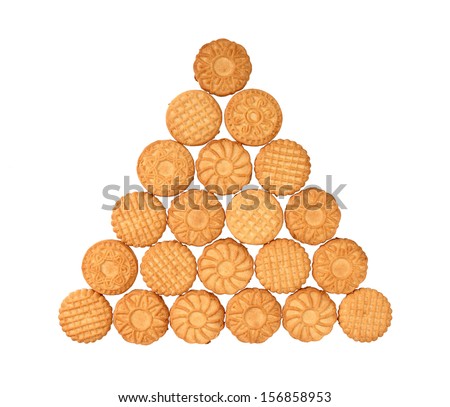 Biscuit Background. Directly Above. Isolated on white background.