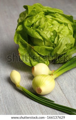 Butter Lettuce and Spring Onions