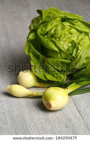 Butter Lettuce and Spring Onions