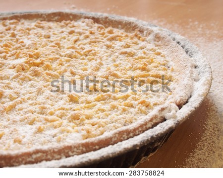 Sprinkle freshly baked pie with powdered sugar. Making Apple Pie Tart Series.