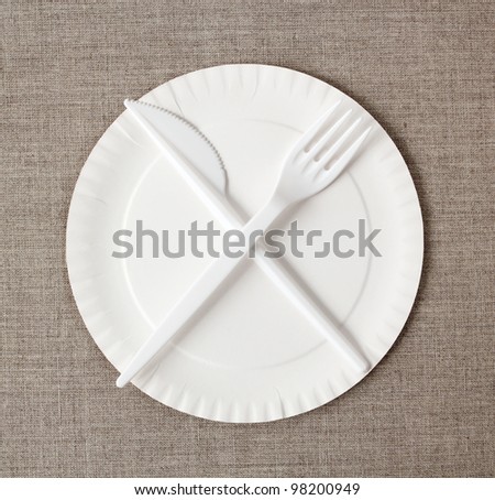 Disposable Paper Plate, Fork and Knife