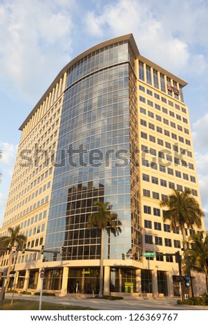 High-rise, modern office building in West Palm Beach, Florida.