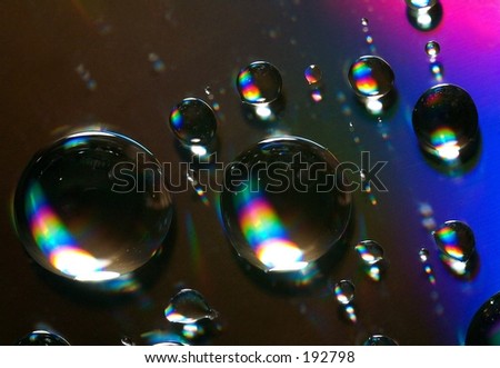 clear water drops on a CD disk