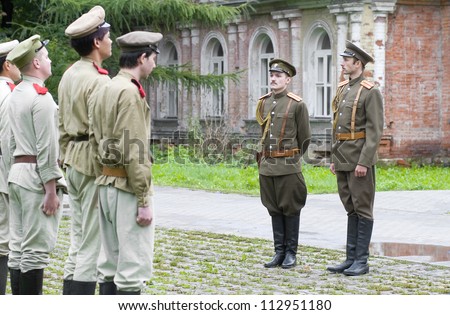 MOSCOW, RUSSIA - SEPTEMBER 9: Unidentified actors on the set of cinema film based on the works of Russian writer Kuprin September 9, 2012 in Moscow, Russia.
