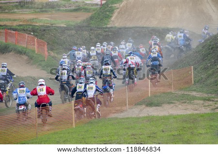 RUSSIA, MOSCOW-SEPTEMBER 8: Start of the race Stage III Cup XSR-MOTO.RU Cross Country in Moscow, Sheremetyevo, route \