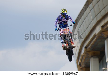 RUSSIA, MOSCOW-JULY 13: motofristayler Alex Aisin at the sports festival 