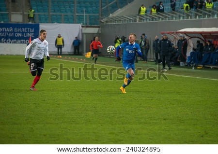 MOSCOW - DECEMBER 7: Forward Balazs Dzsudzsak (7) on the football match on Russian Premier League Dynamo (Moscow) vs Amkar (Perm) on December 7, 2014, in Moscow, Russia. Dynamo won 5: 1
