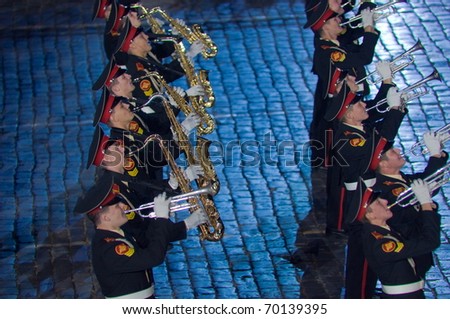 MOSCOW - SEPTEMBER 4: Tower Orchestra of the Moscow military-musical school  act at the international military-musical festival \