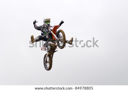 RUSSIA, MOSCOW-SEPTEMBER 10:  Unidentified sportsman at the Stage III Cup XSR-MOTO.RU Cross Country in Moscow, Russia, Sheremetyevo, route \