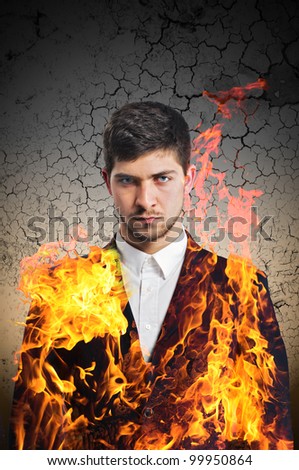 Burning  business man