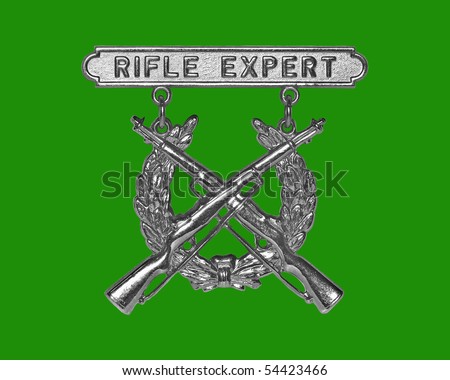 rifle expert badge isolated on green