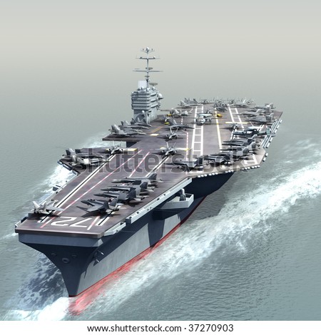3D Render of a US Navy Nuclear Aircraft carrier (CVN)