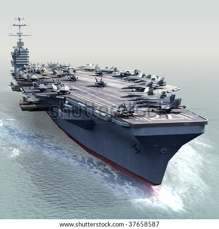 3D Render of US Navy Aircraft Carrier