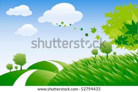 landscape with ecology trees with leaves