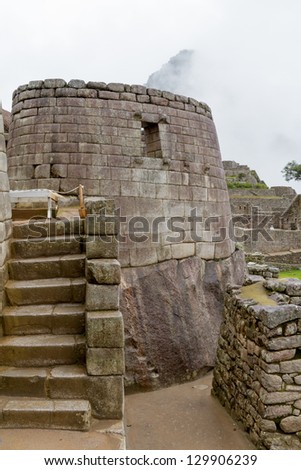Ruins of Sun temple in Machu Picchu city