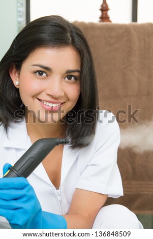 Portrait of a hot young lady in cleaning gear