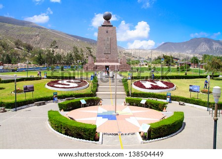 Mitad Del Mundo (Middle Of The World) Monument Near Quito, Ecuador.