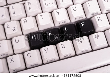 Word Helpwritten with black keys on computer keyboard.