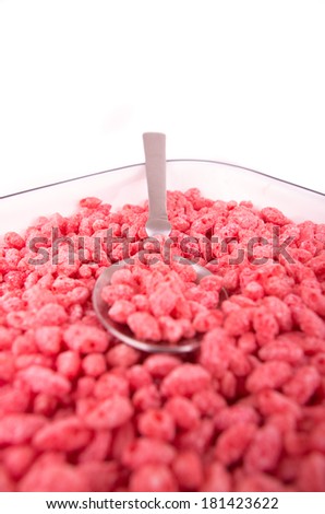 Breakfast pink cereal strawberry rice background